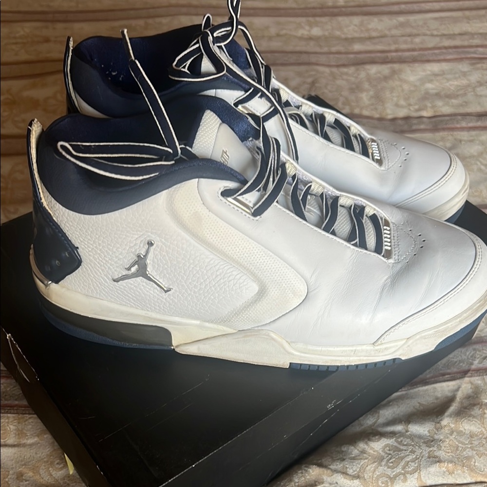 Men's White and Blue Jordan Sneakers